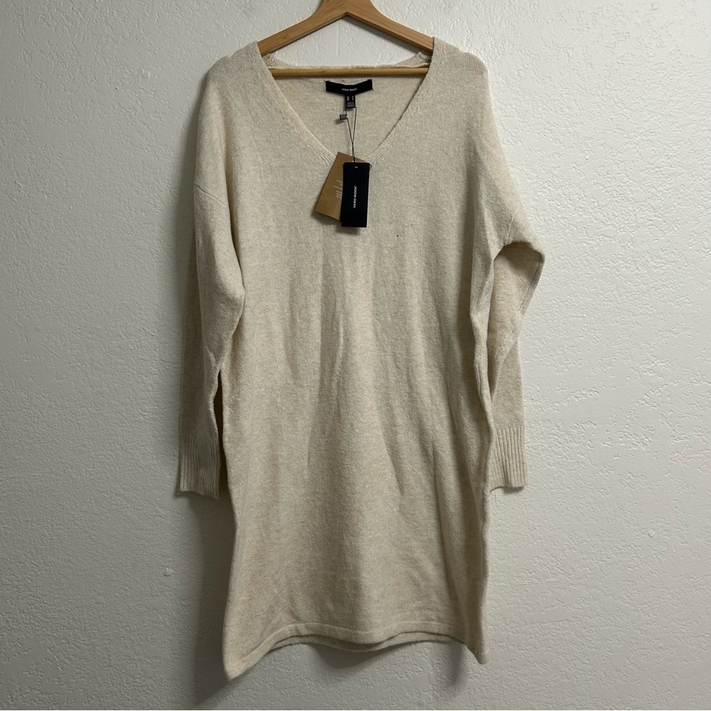NWT Vero‎ Moda Cream V Neck Sweater Dress M Soft Knit